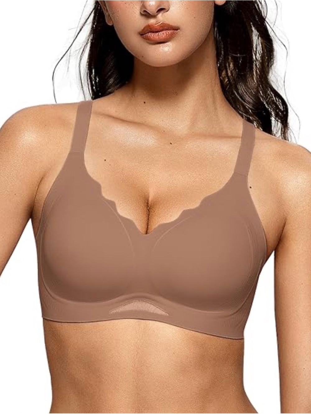 Oeak Scalloped Wireless Bras with Mesh